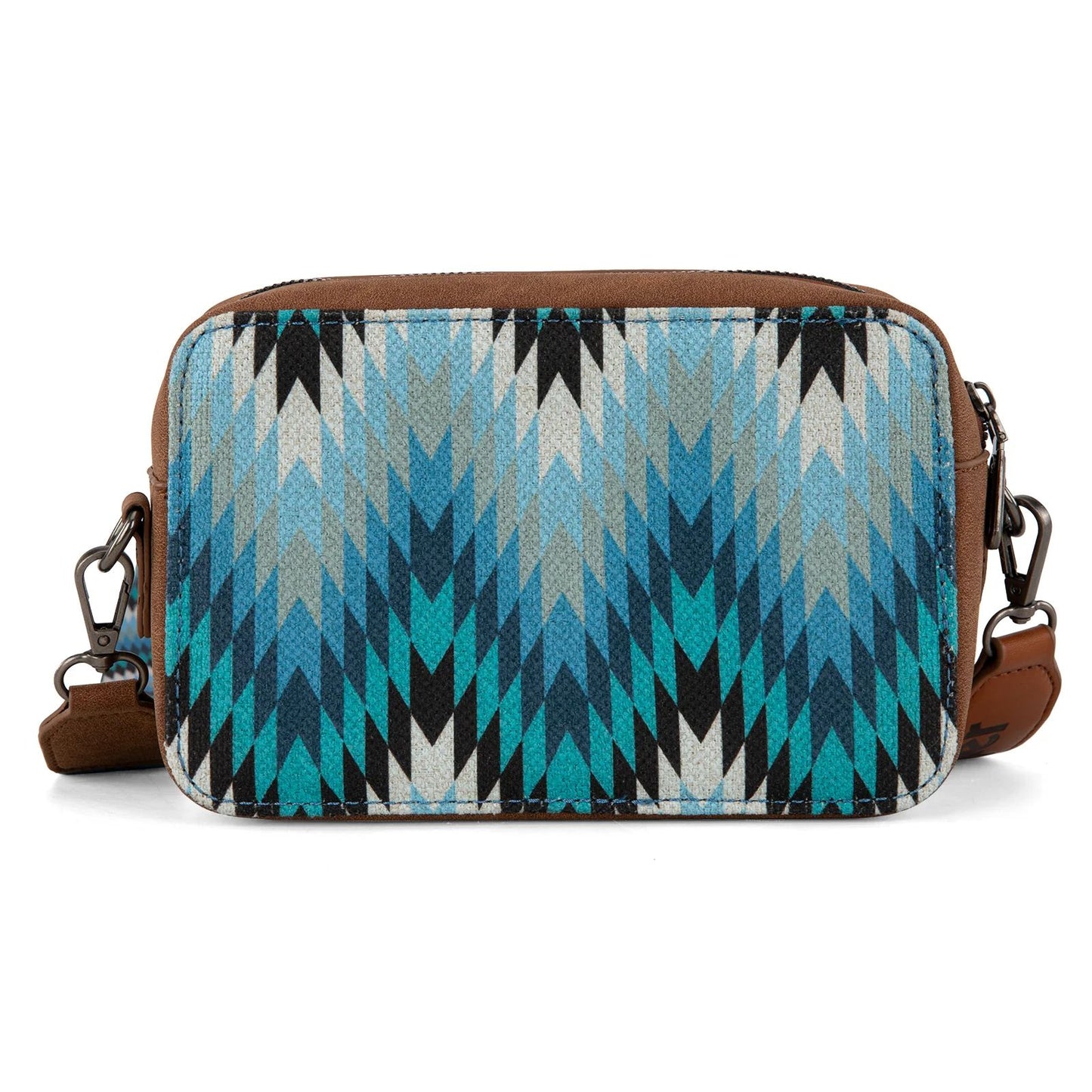 Wrangler Southwestern Pattern Dual Sided Print Crossbody Purse With Wallet Compartment