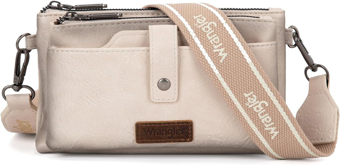 Wrangler Crossbody Bags for Women Multi-function Card Wallet with Double Layer Purse