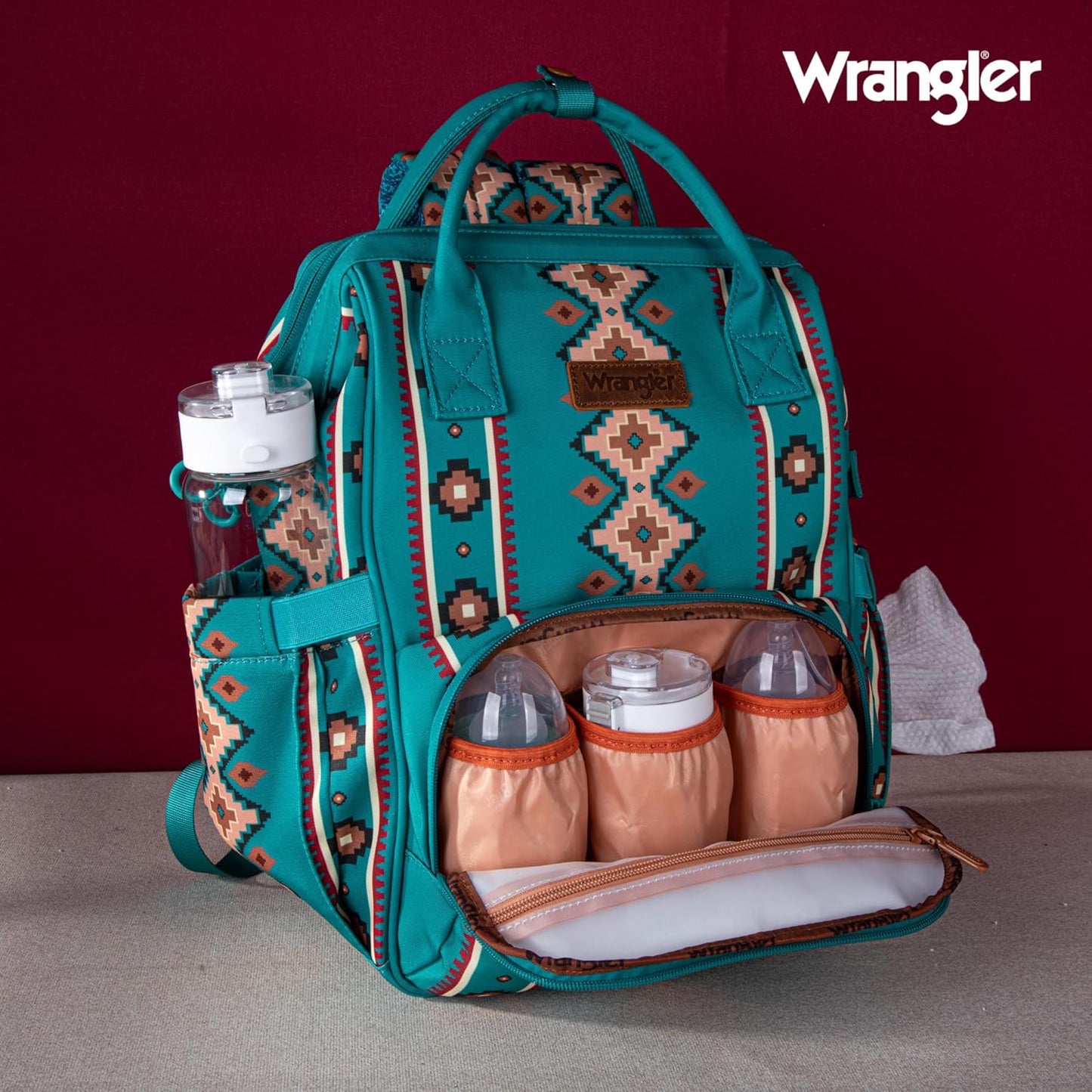 Wrangler Allover Aztec Dual Sided Backpack - Original Turquoise