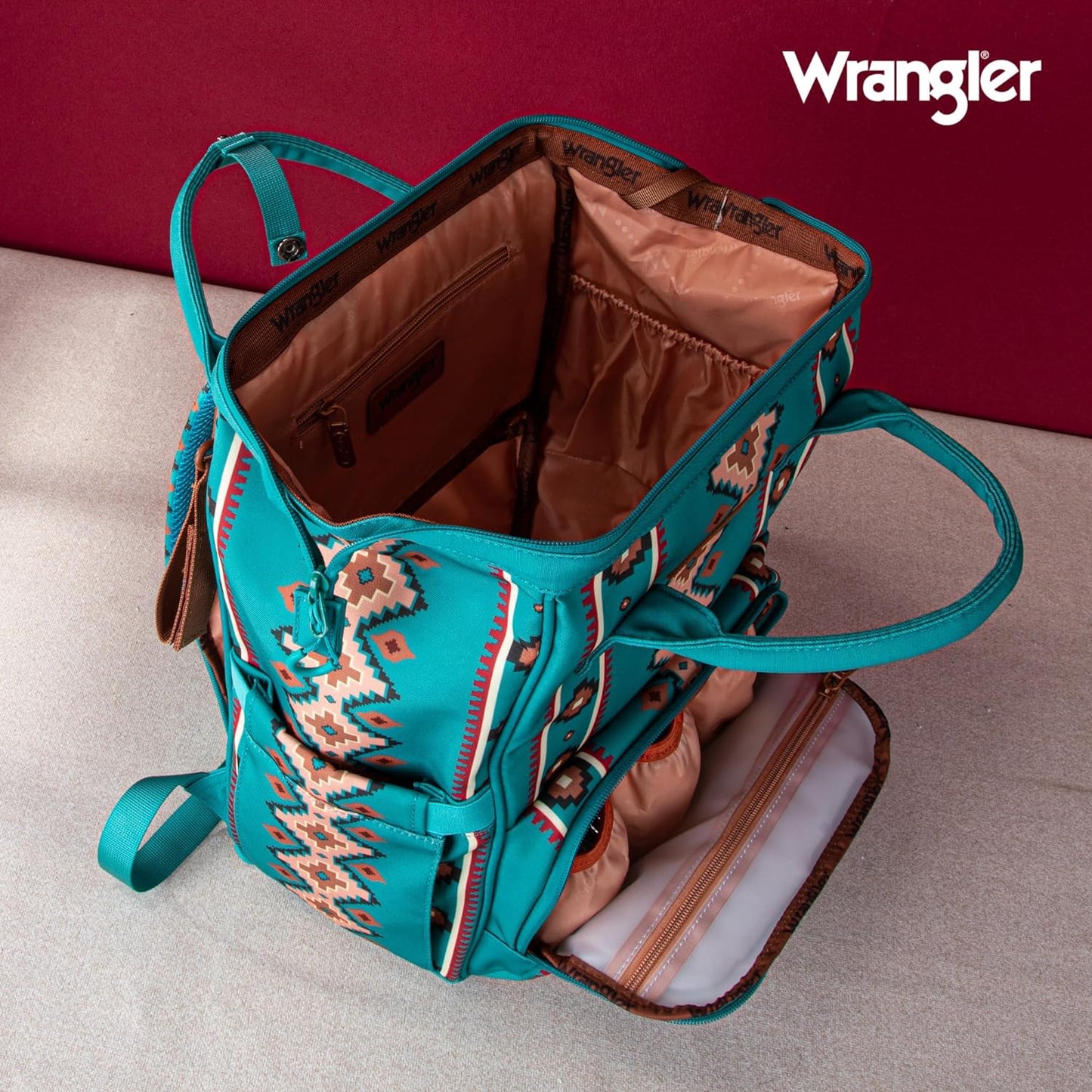 Wrangler Allover Aztec Dual Sided Backpack - Original Turquoise