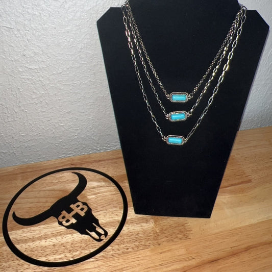 PRE-ORDER Tripple Turquoise Bar Necklace