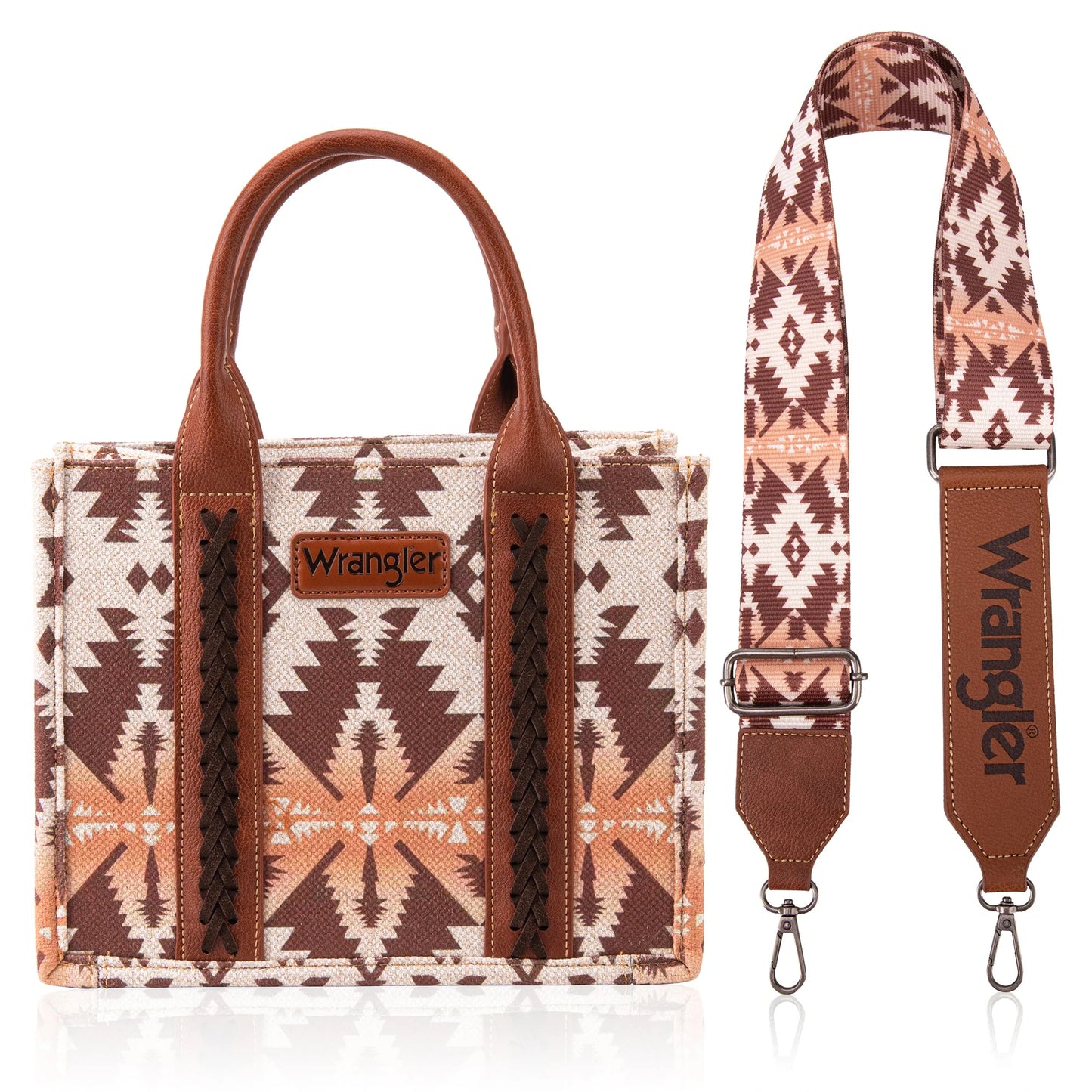 Wrangler Southwestern Print Small Canvas Crossbody - Light Coffee