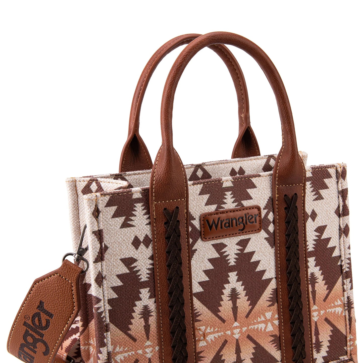 Wrangler Southwestern Print Small Canvas Crossbody - Light Coffee