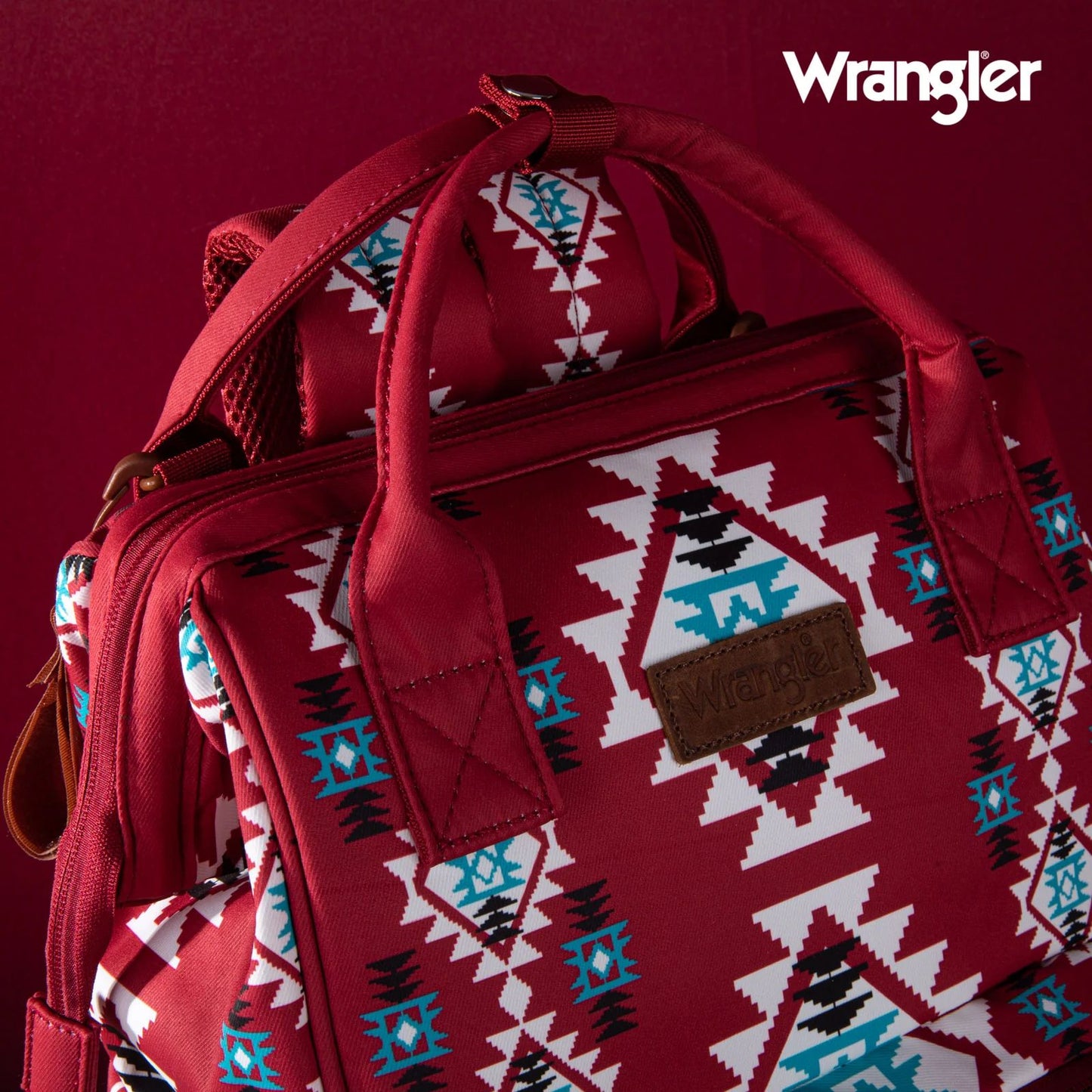 Wrangler Allover Aztec Dual Sided Backpack - Burgundy