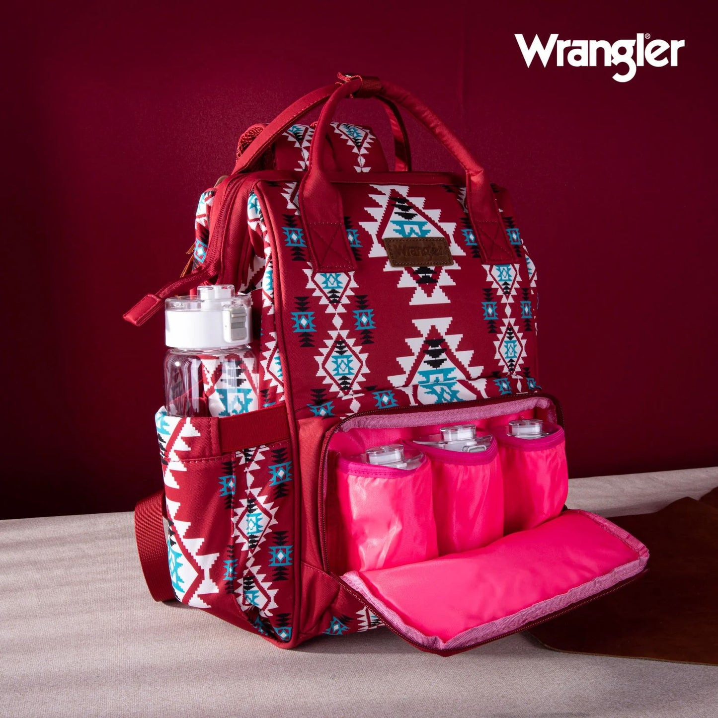 Wrangler Allover Aztec Dual Sided Backpack - Burgundy