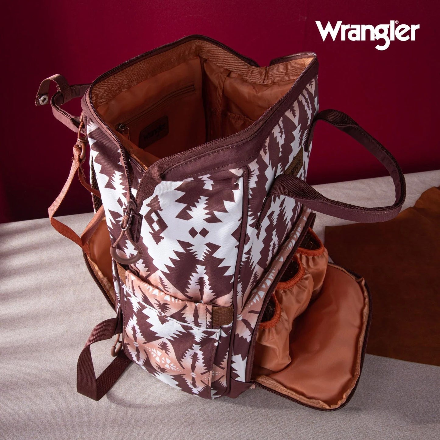 Wrangler Allover Aztec Dual Sided Backpack - Brown