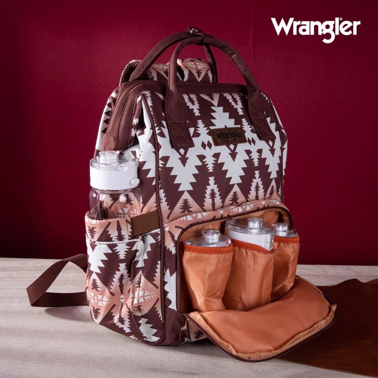 Wrangler Allover Aztec Dual Sided Backpack - Brown