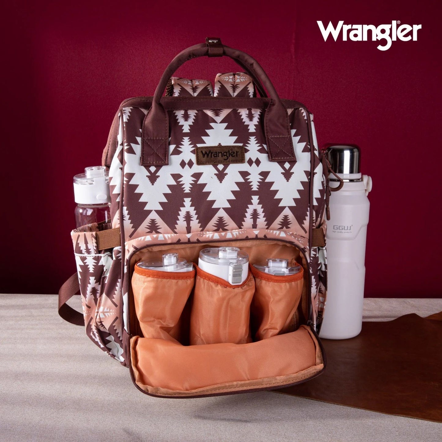 Wrangler Allover Aztec Dual Sided Backpack - Brown