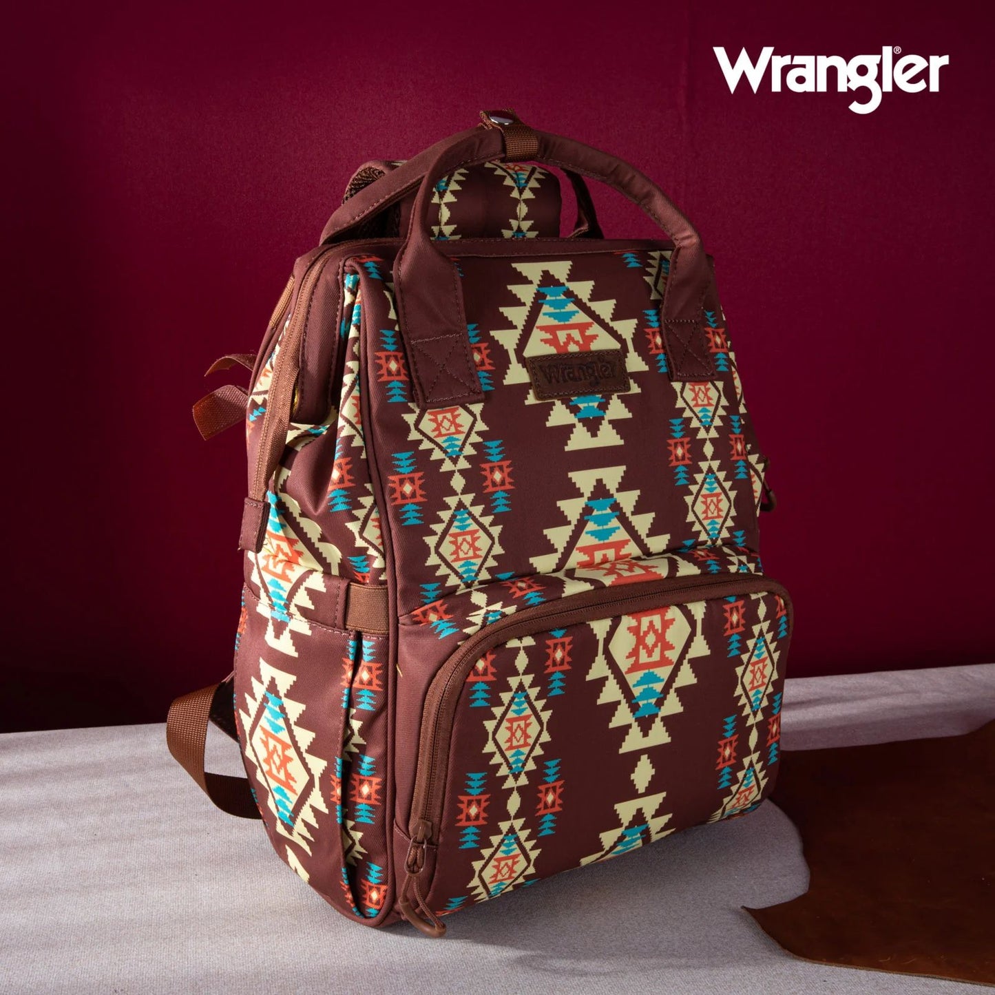 Wrangler Allover Aztec Dual Sided Backpack - Coffee