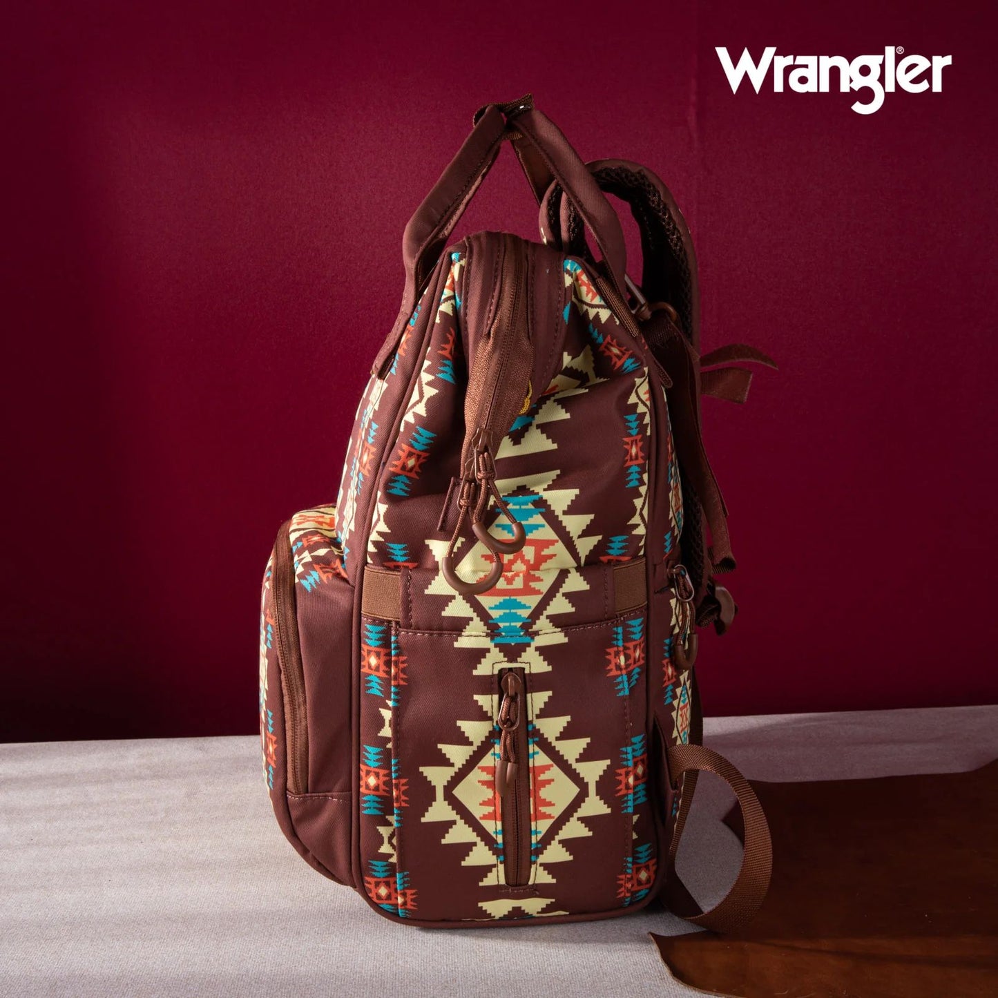 Wrangler Allover Aztec Dual Sided Backpack - Coffee