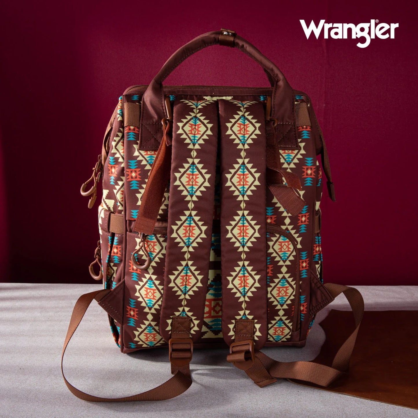 Wrangler Allover Aztec Dual Sided Backpack - Coffee