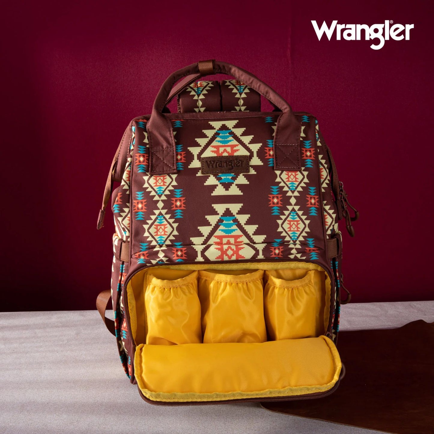 Wrangler Allover Aztec Dual Sided Backpack - Coffee