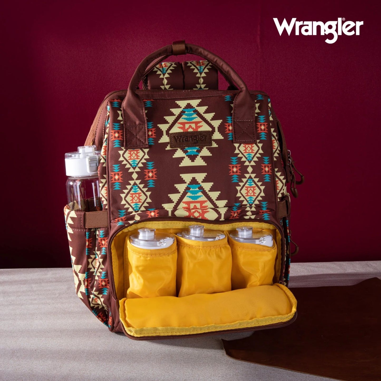 Wrangler Allover Aztec Dual Sided Backpack - Coffee