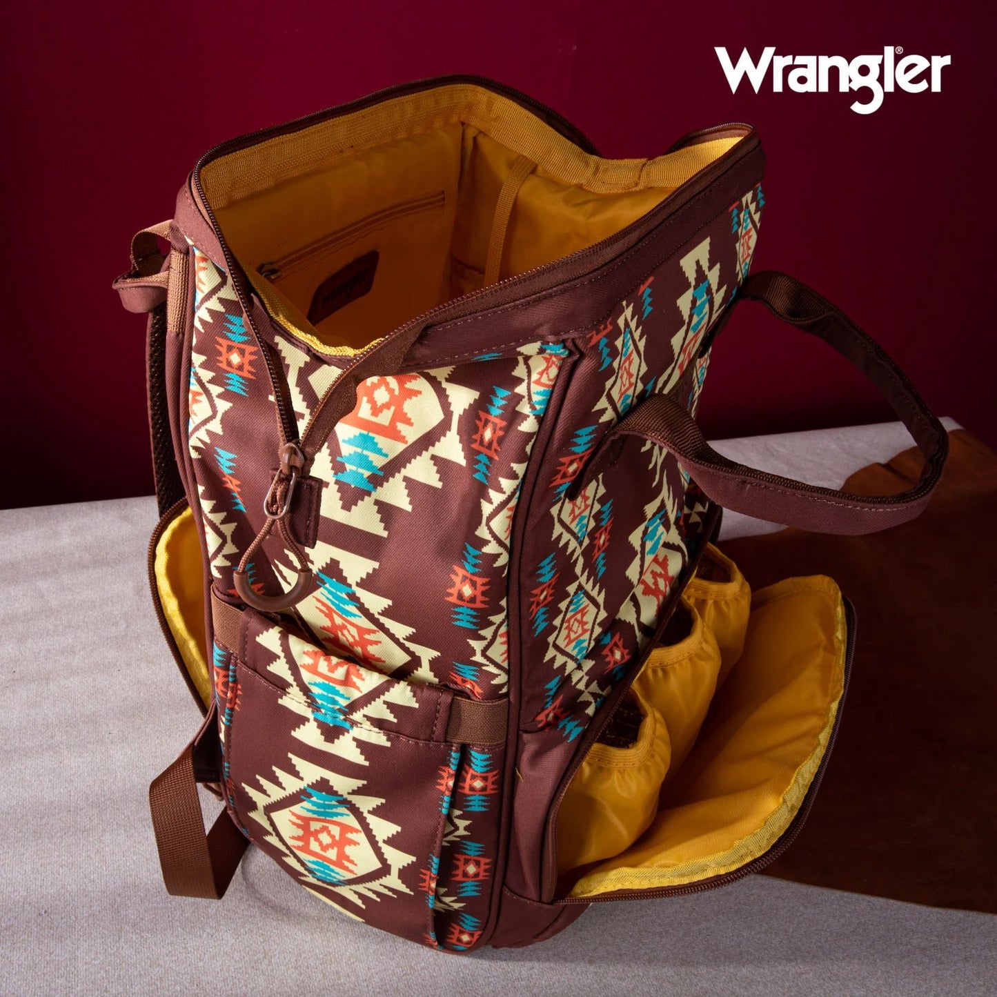 Wrangler Allover Aztec Dual Sided Backpack - Coffee