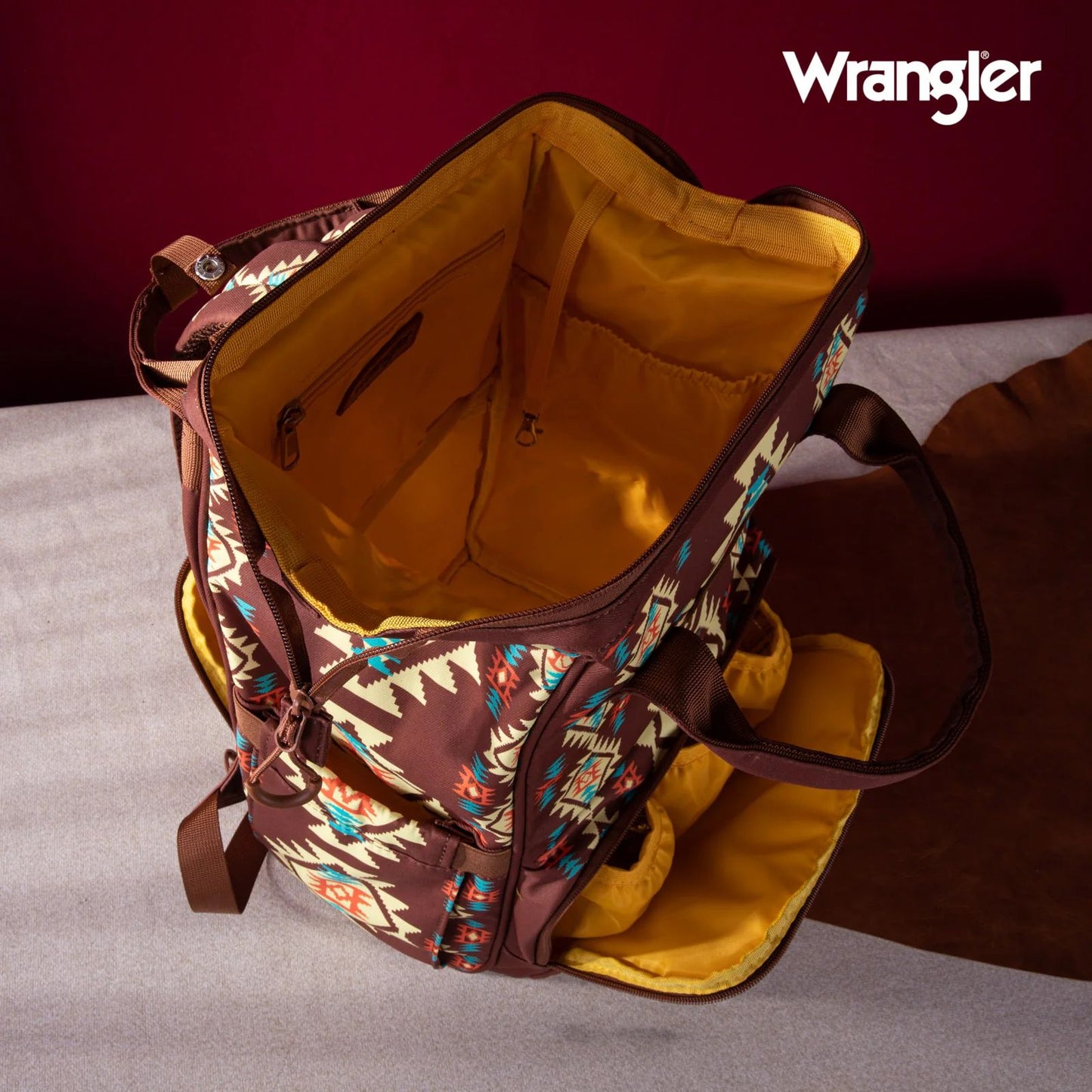 Wrangler Allover Aztec Dual Sided Backpack - Coffee