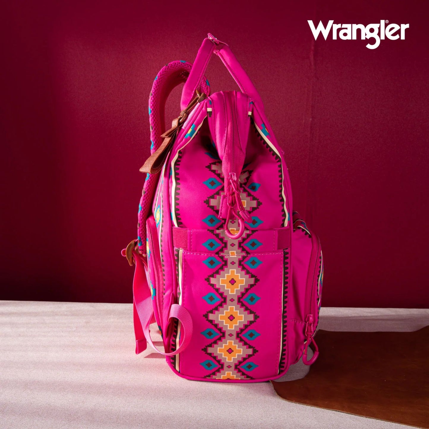 Wrangler Allover Aztec Dual Sided Backpack - Hot Pink