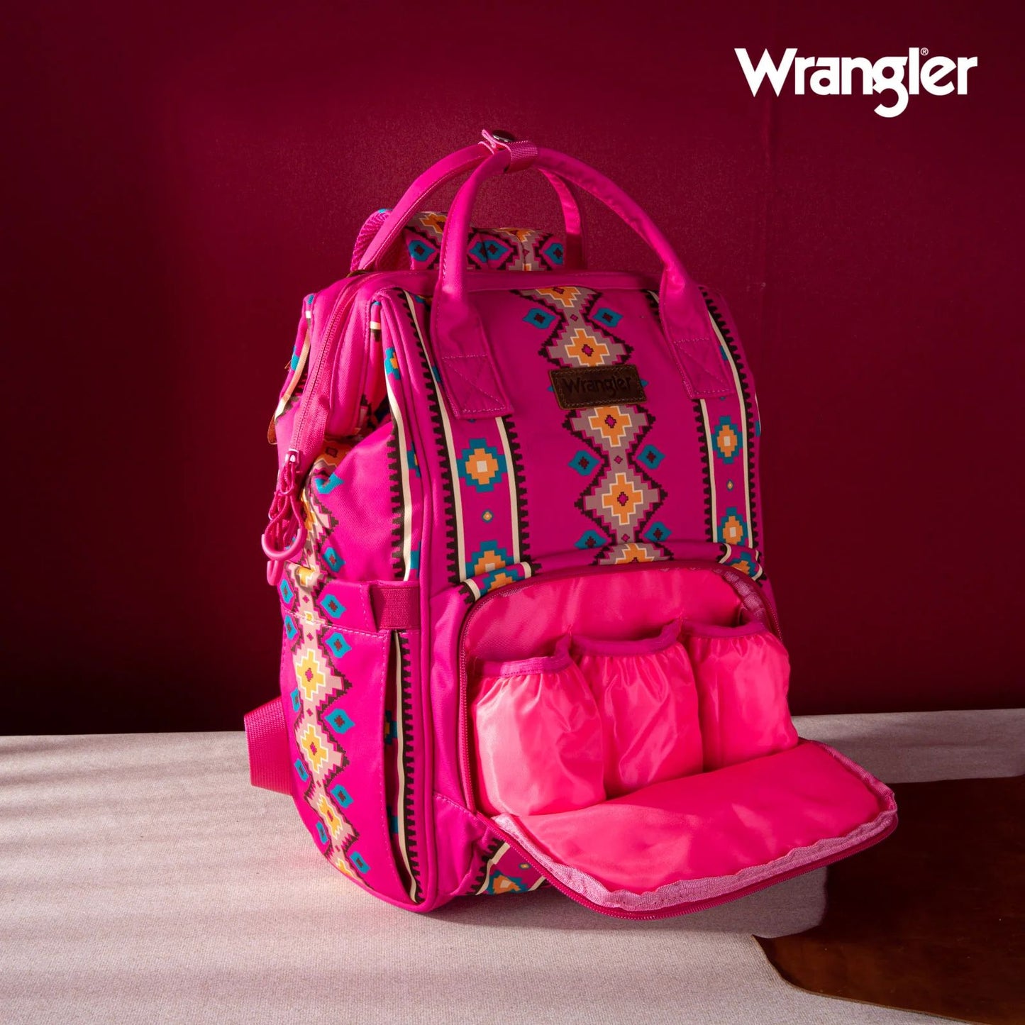 Wrangler Allover Aztec Dual Sided Backpack - Hot Pink