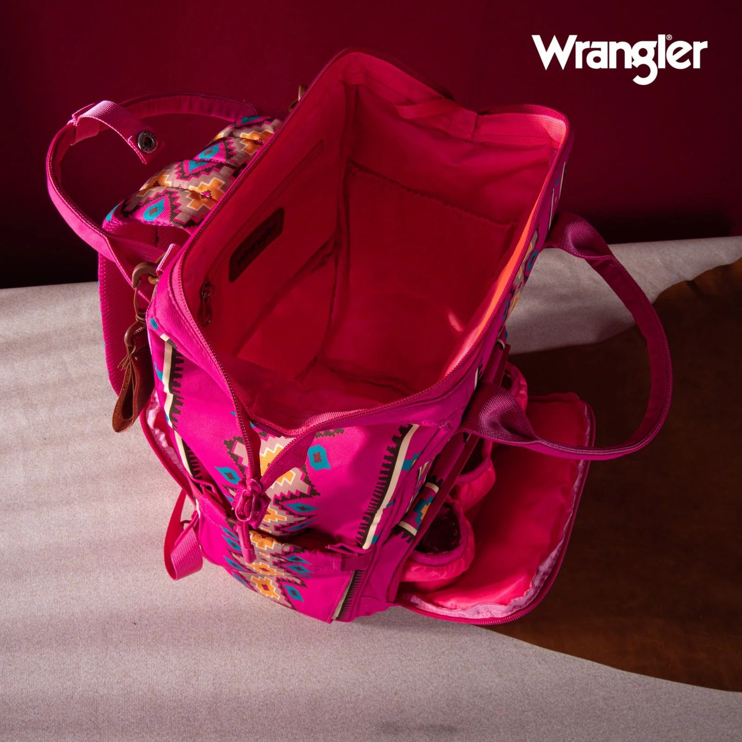 Wrangler Allover Aztec Dual Sided Backpack - Hot Pink