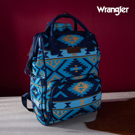 Wrangler Allover Aztec Dual Sided Backpack - Navy