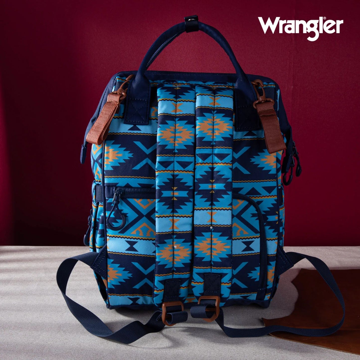 Wrangler Allover Aztec Dual Sided Backpack - Navy