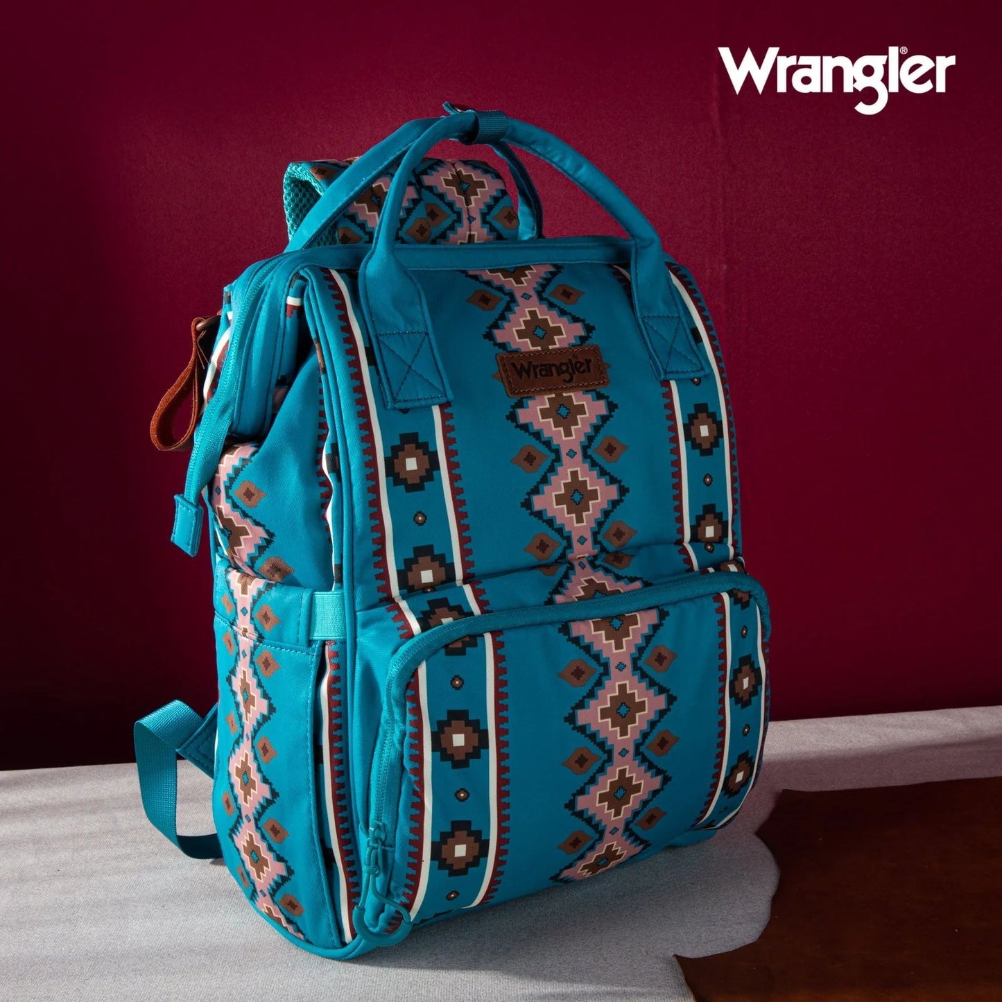 Wrangler Allover Aztec Dual Sided Backpack - Turquoise