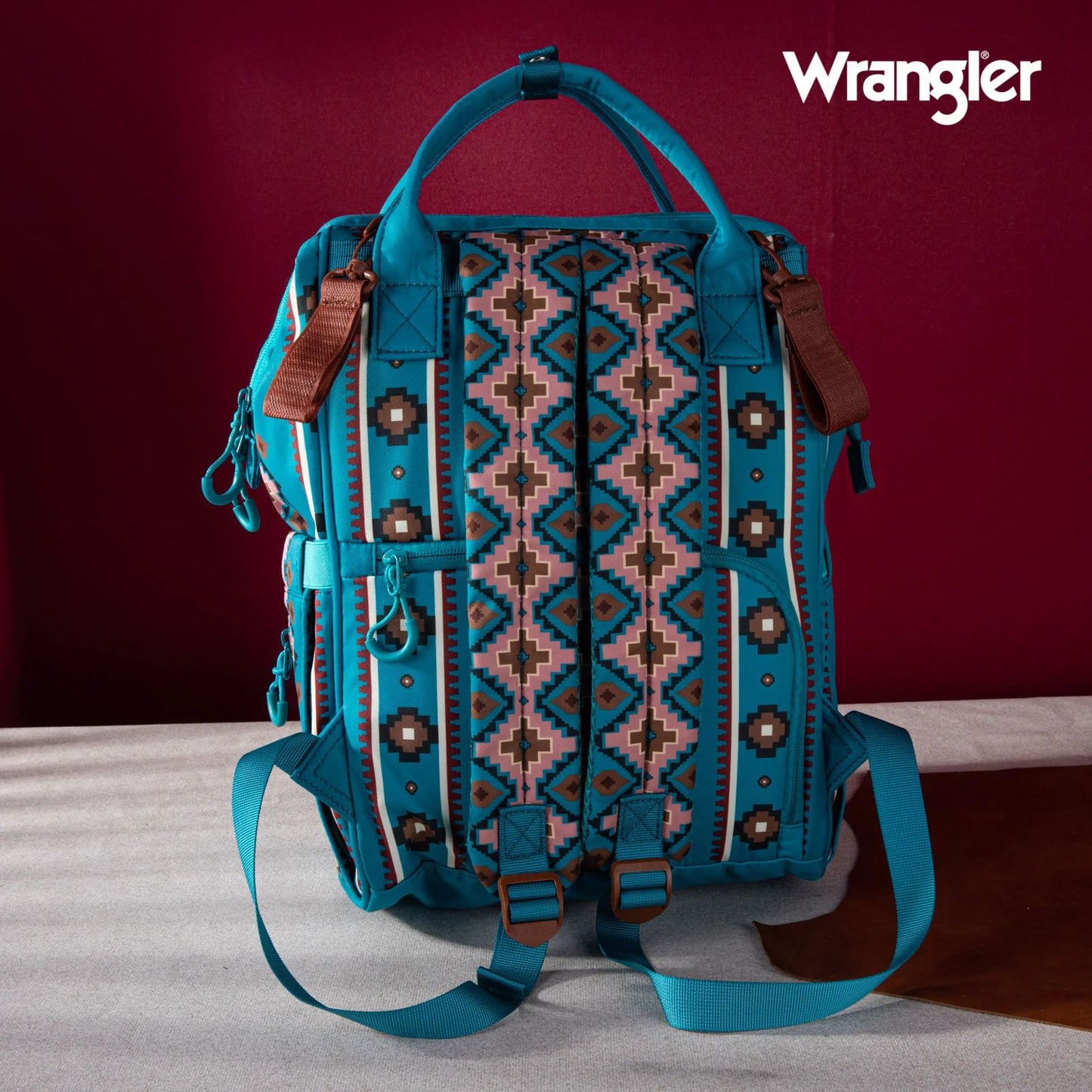 Wrangler Allover Aztec Dual Sided Backpack - Turquoise