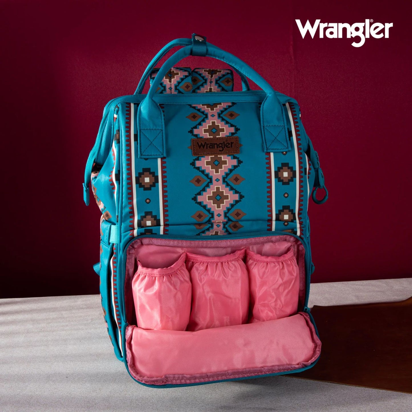 Wrangler Allover Aztec Dual Sided Backpack - Turquoise