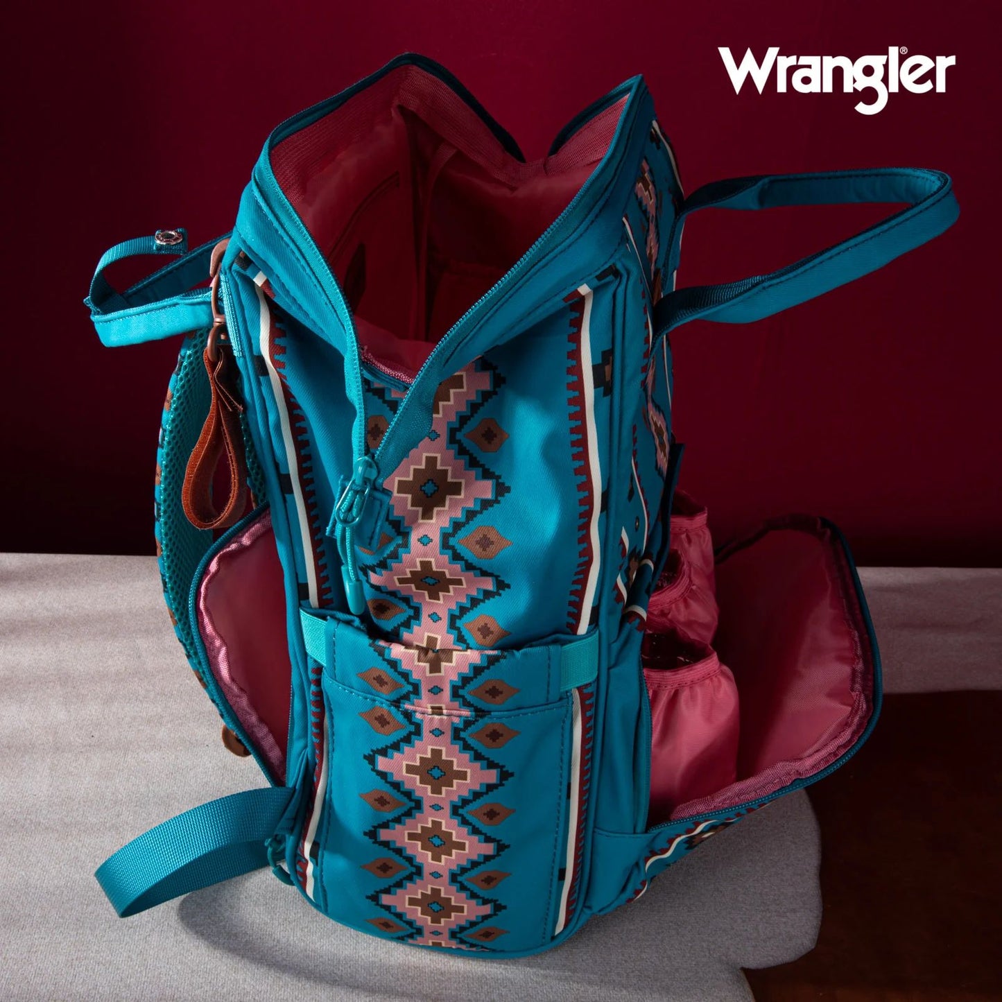 Wrangler Allover Aztec Dual Sided Backpack - Turquoise