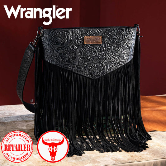 Wrangler Vintage Floral Embossed Fringe Concealed Carry Oversize Crossbody/Shoulder Bag