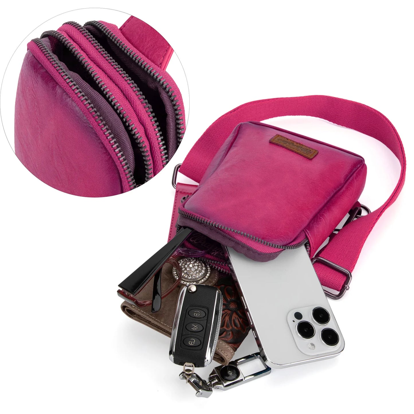 Wrangler Sling Bag - Hot Pink (Distressed)