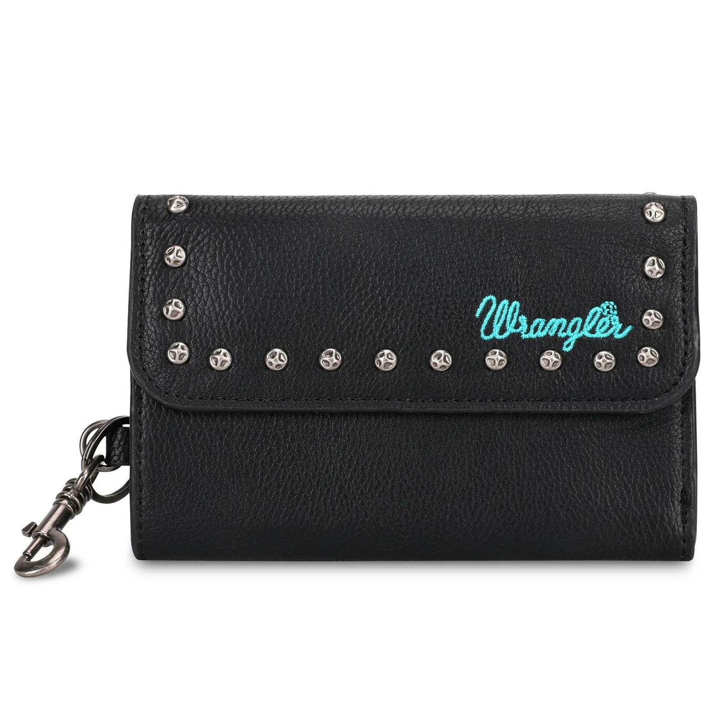 Wrangler Studded Accents Tri-fold Key-Chain Wallet -Black