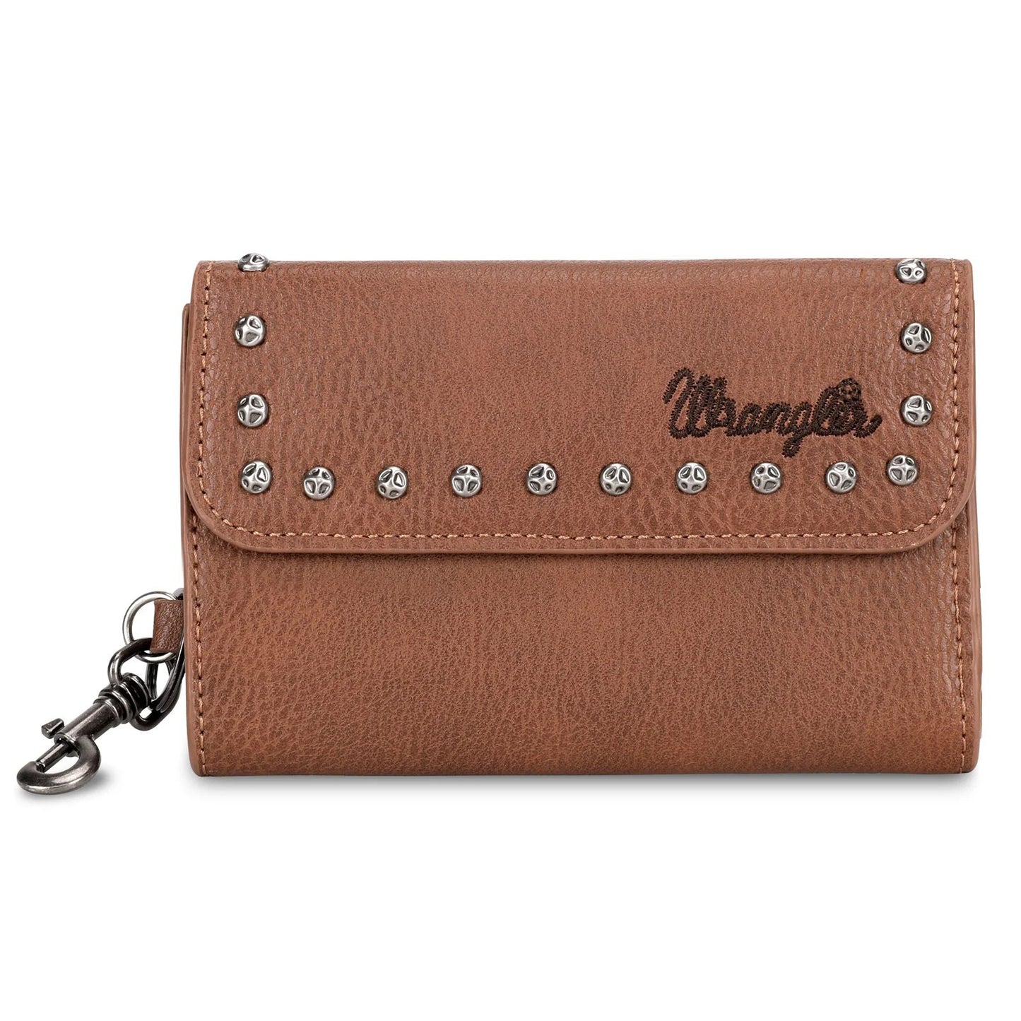 Wrangler Studded Accents Tri-fold Key-Chain Wallet -Brown