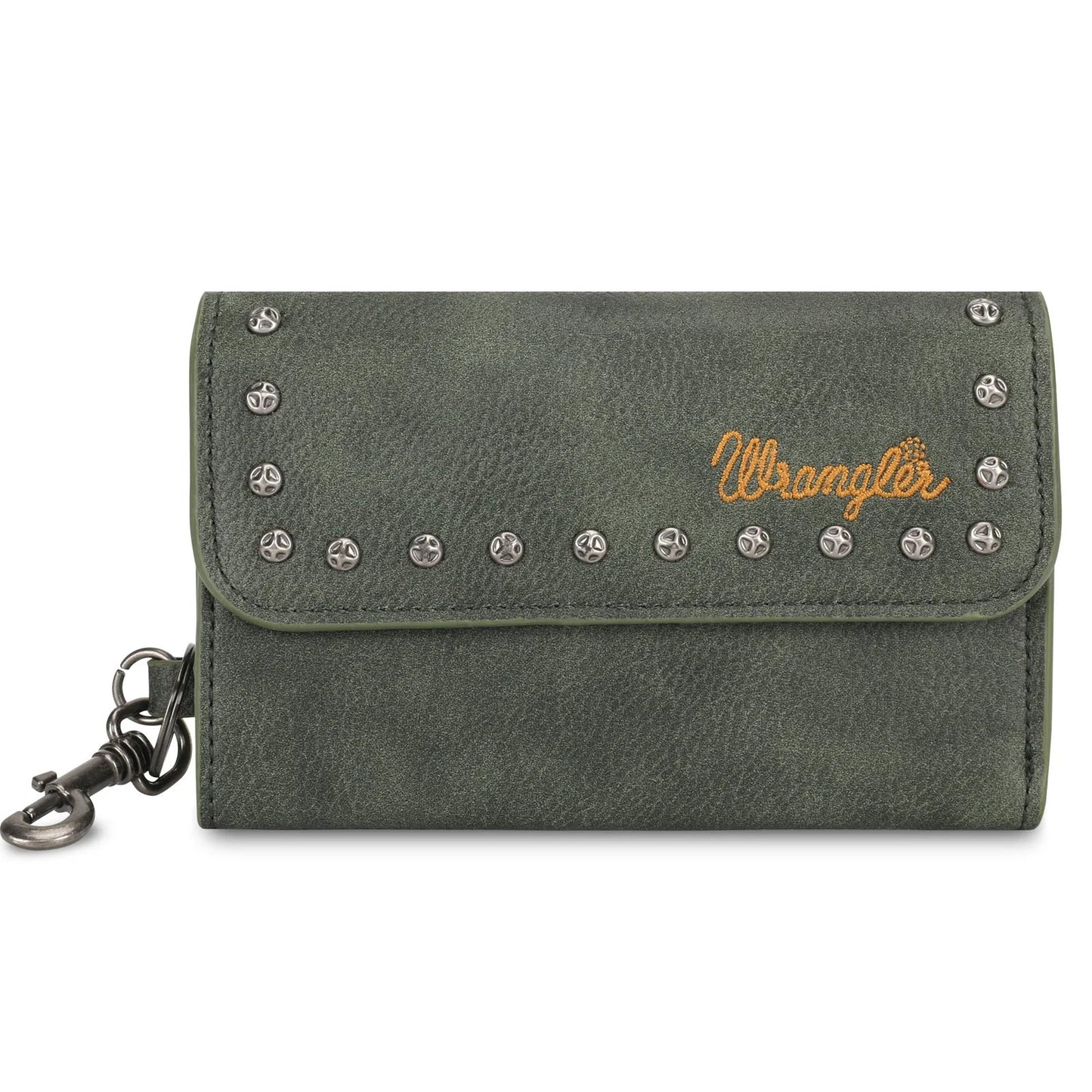 Wrangler Studded Accents Tri-fold Key-Chain Wallet -Green