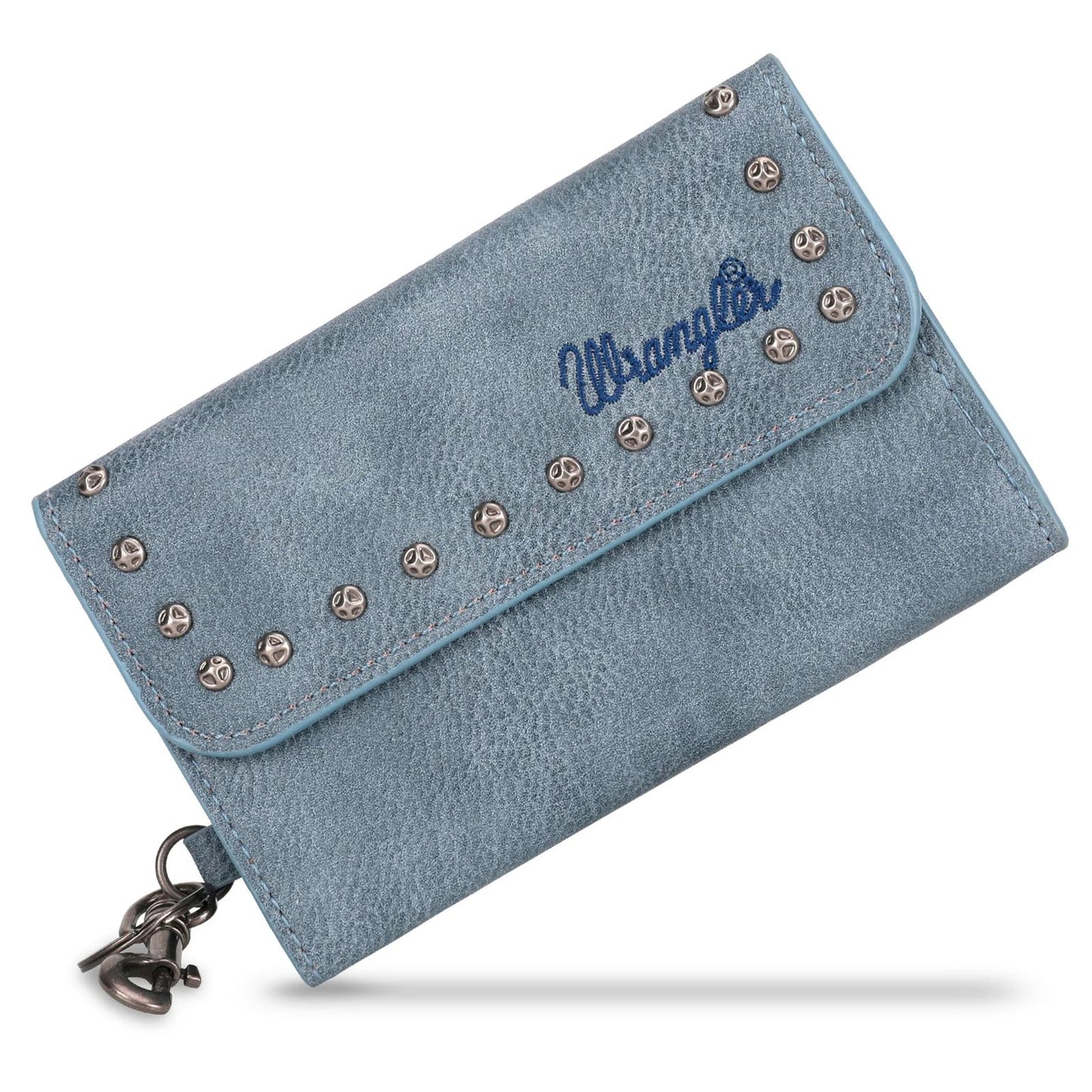 Wrangler Studded Accents Tri-fold Key-Chain Wallet -Jean