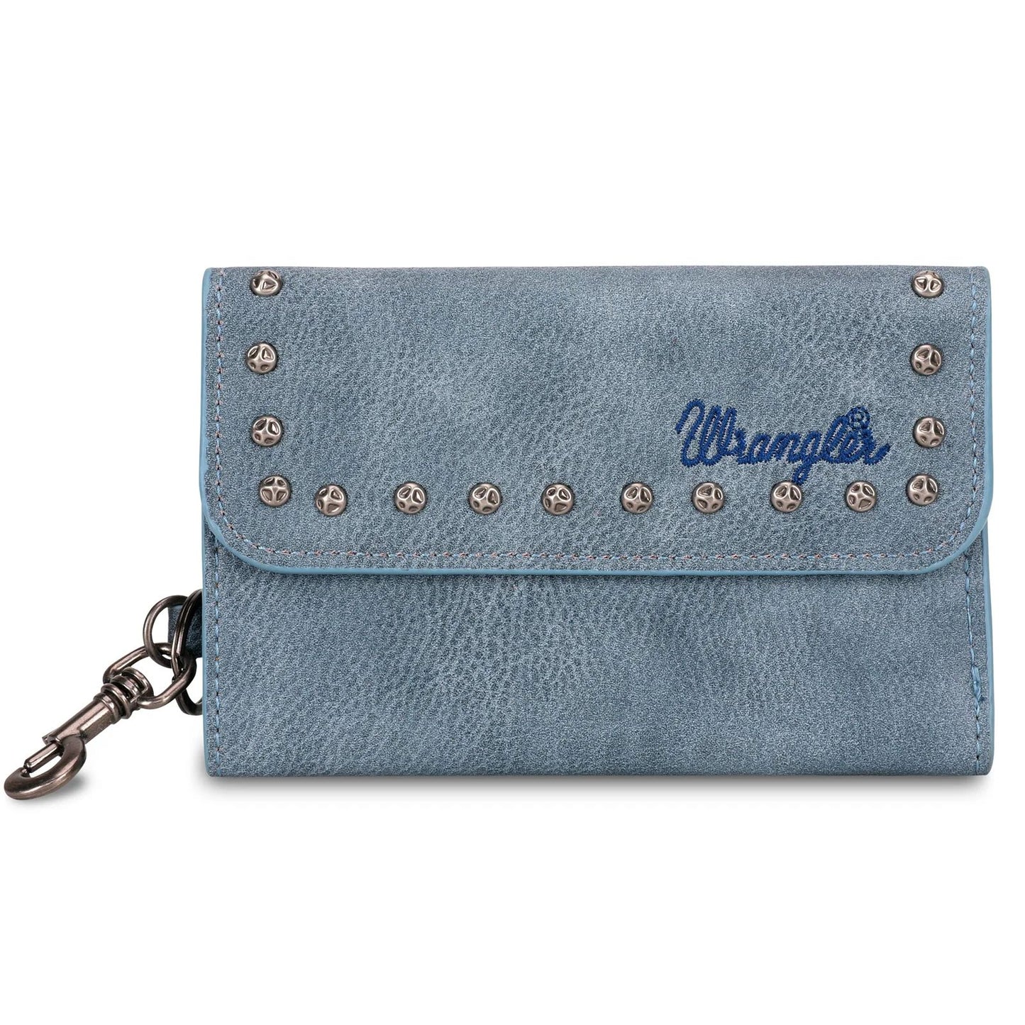 Wrangler Studded Accents Tri-fold Key-Chain Wallet -Jean