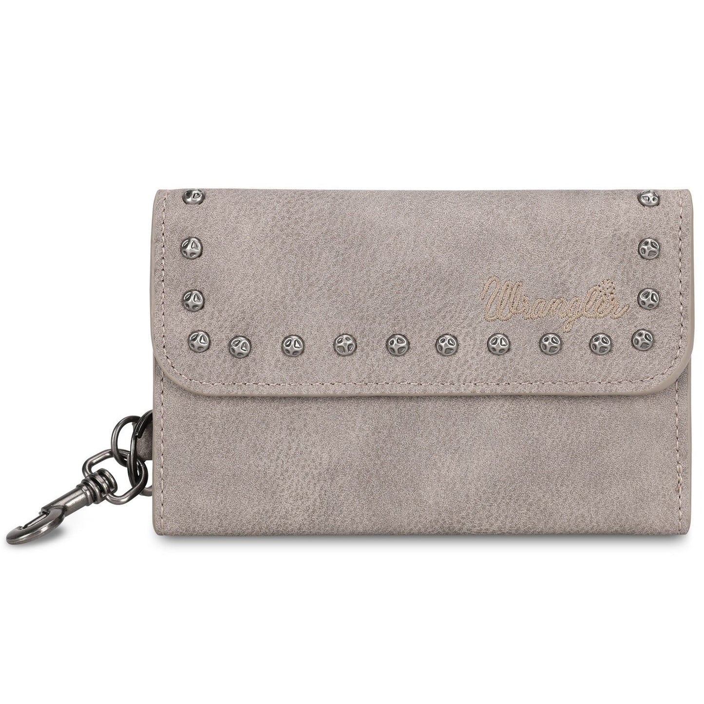 Wrangler Studded Accents Tri-fold Key-Chain Wallet -Khaki