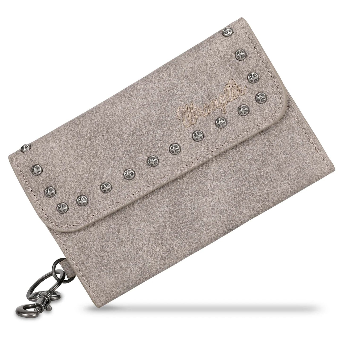 Wrangler Studded Accents Tri-fold Key-Chain Wallet -Khaki