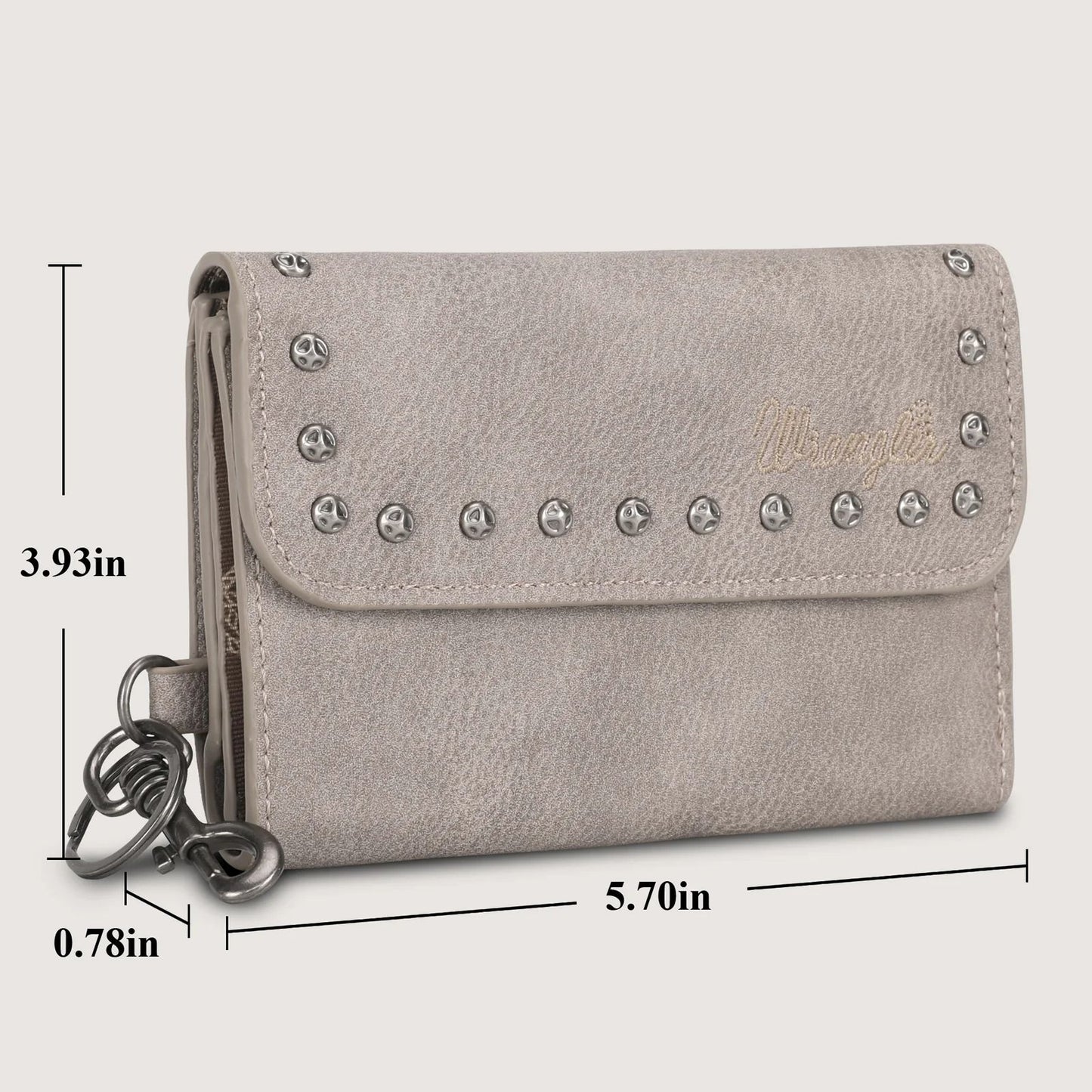 Wrangler Studded Accents Tri-fold Key-Chain Wallet -Khaki