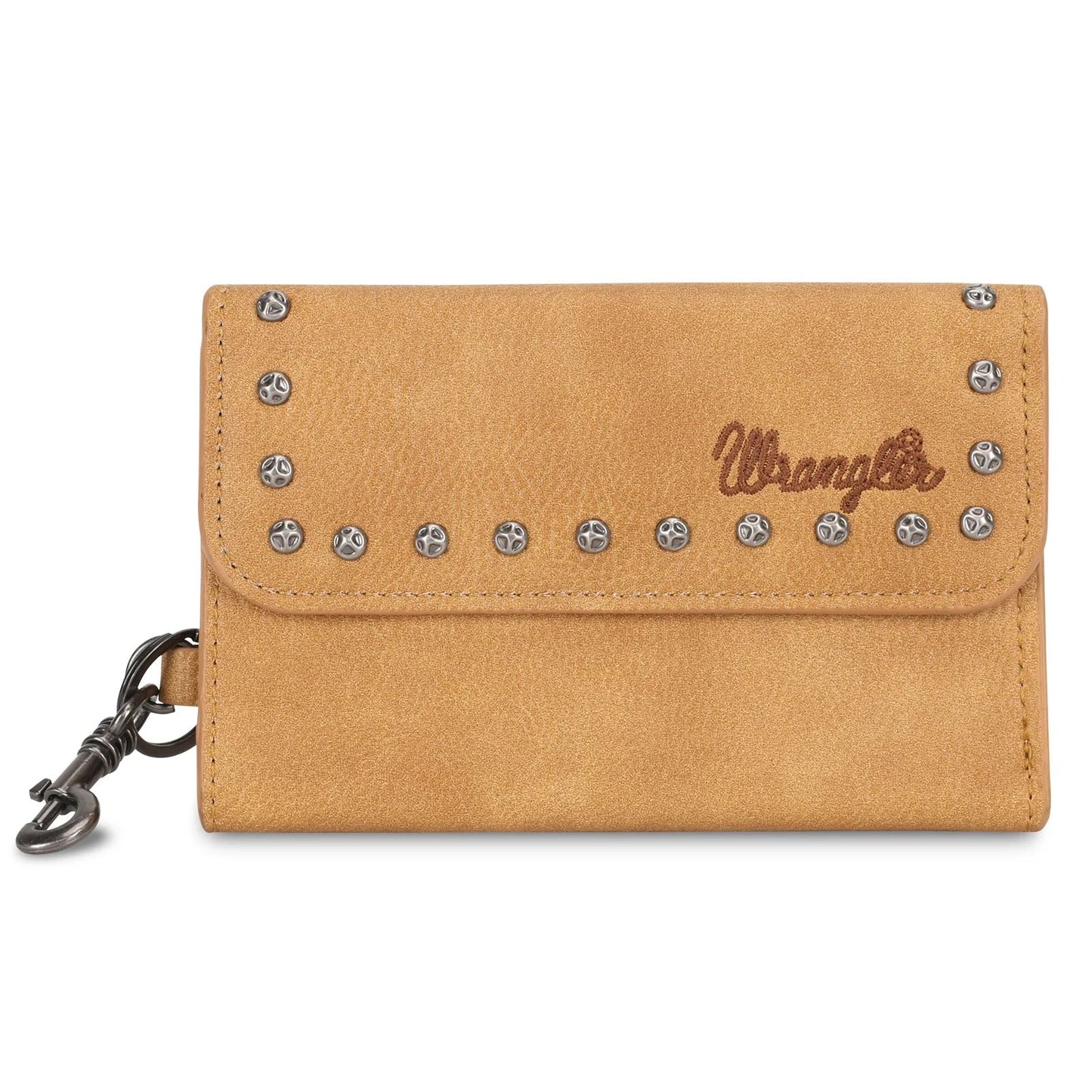 Wrangler Studded Accents Tri-fold Key-Chain Wallet -Light Brown