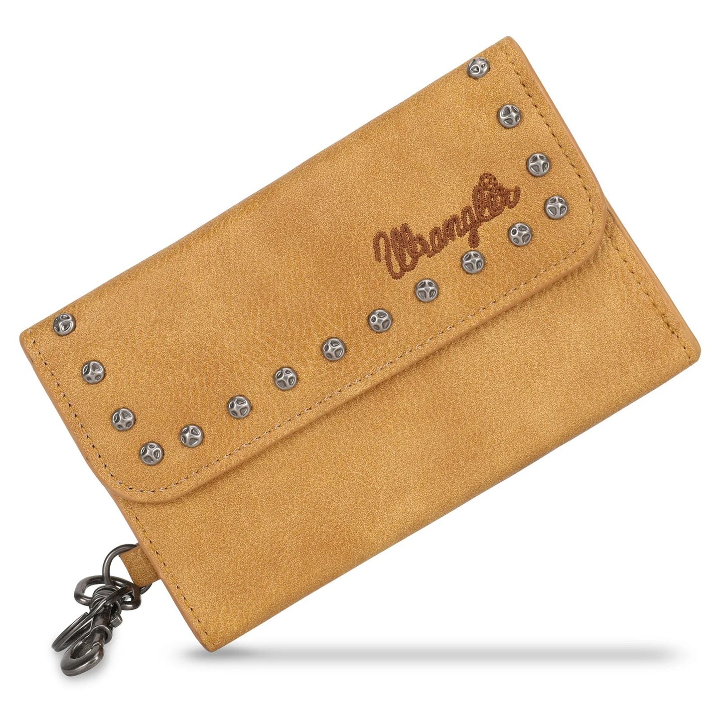 Wrangler Studded Accents Tri-fold Key-Chain Wallet -Light Brown