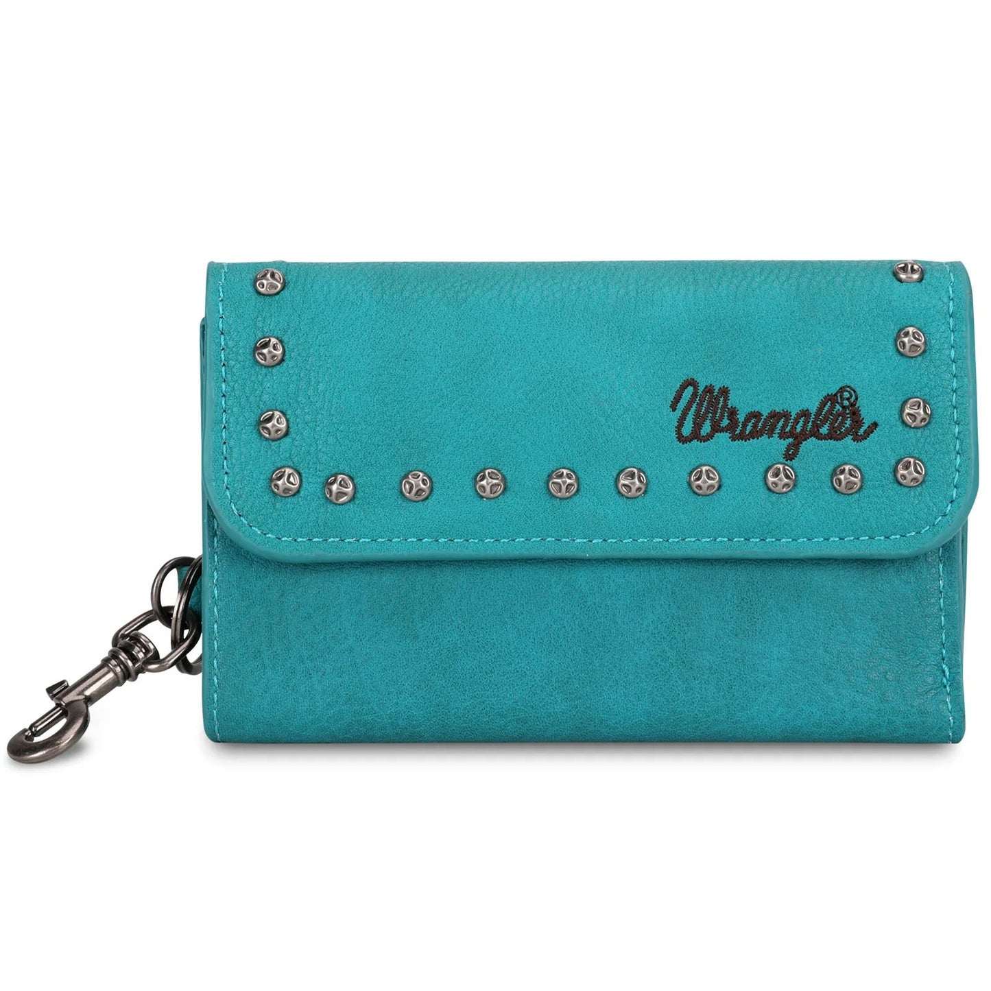 Wrangler Studded Accents Tri-fold Key-Chain Wallet -Turquoise