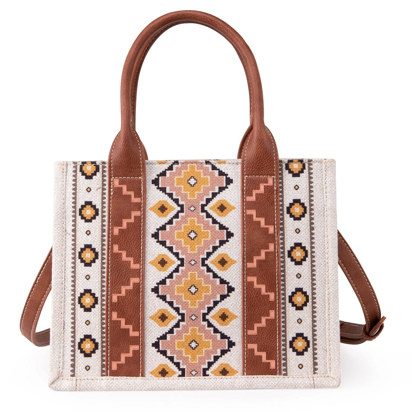 Wrangler Southwestern Print Small Canvas Crossbody - Coffee