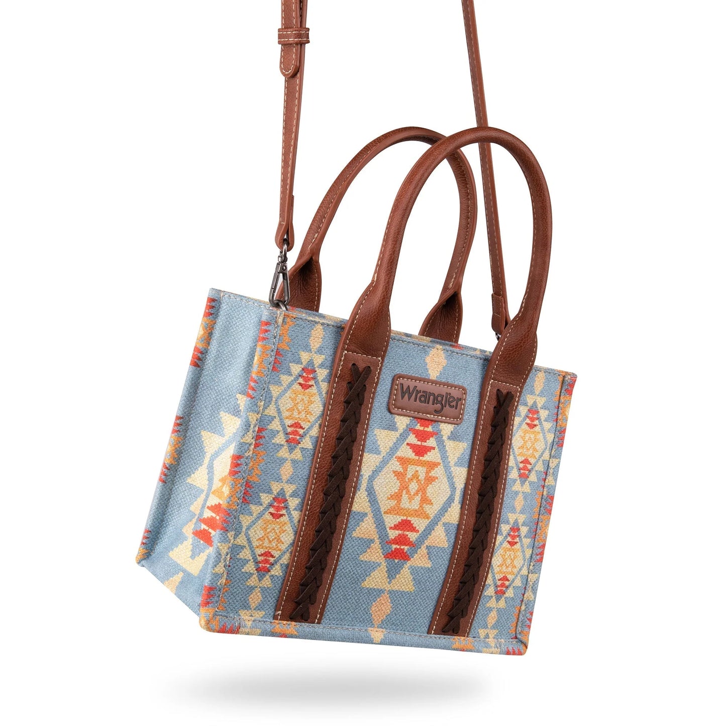 Wrangler Southwestern Print Small Canvas Crossbody - Bown / Blue