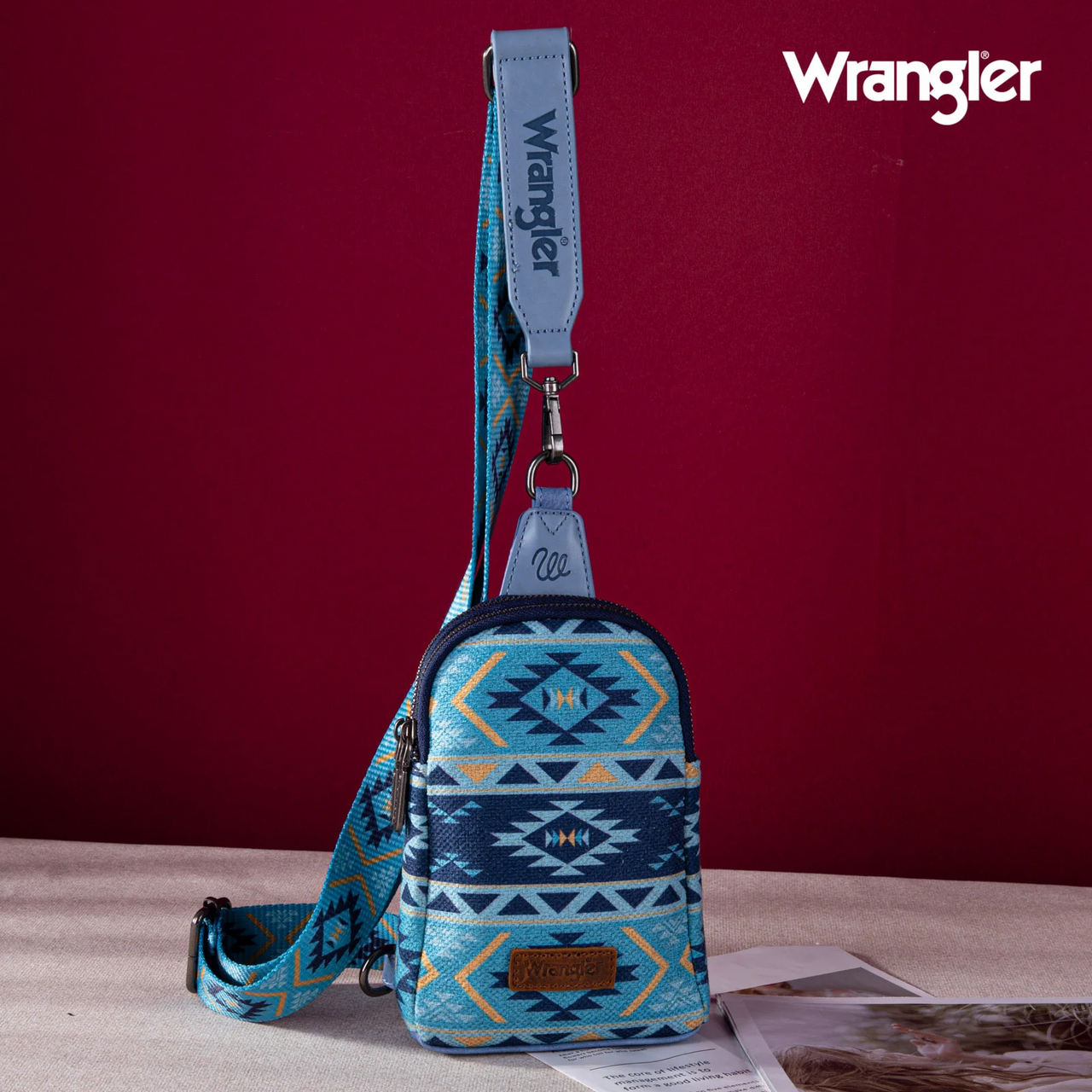 Wrangler Allover Aztec Dual Sided Print Crossbody Sling Chest Bag