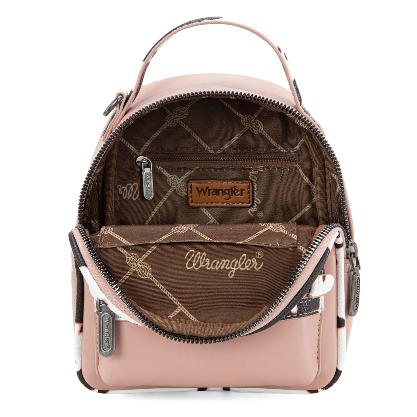 Wrangler Cow Print Trimmed Mini Backpack With Coin Pouch