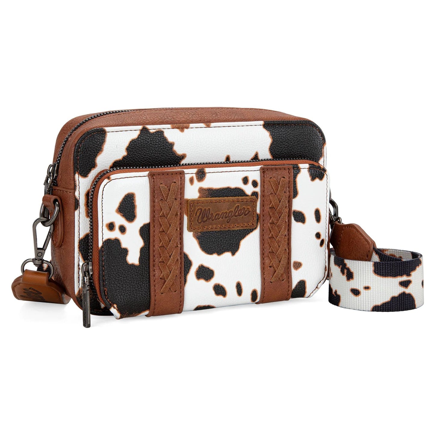 Wrangler Cow Print Crossbody Purse With Wallet Compartment