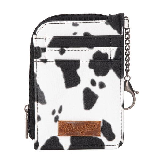 Wrangler Cow Print Print Mini Zip Card Case