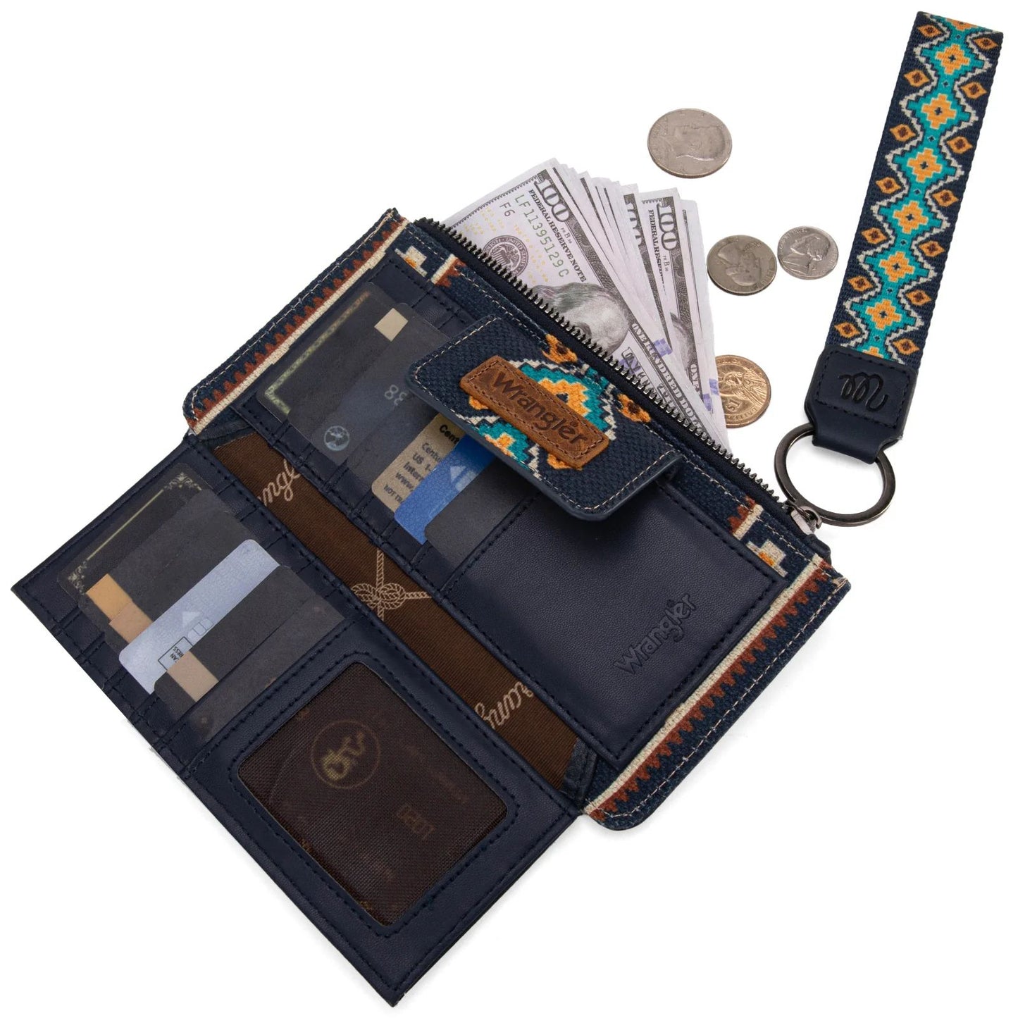 Wrangler Aztec Print Bi-Fold Wallet Wristlet