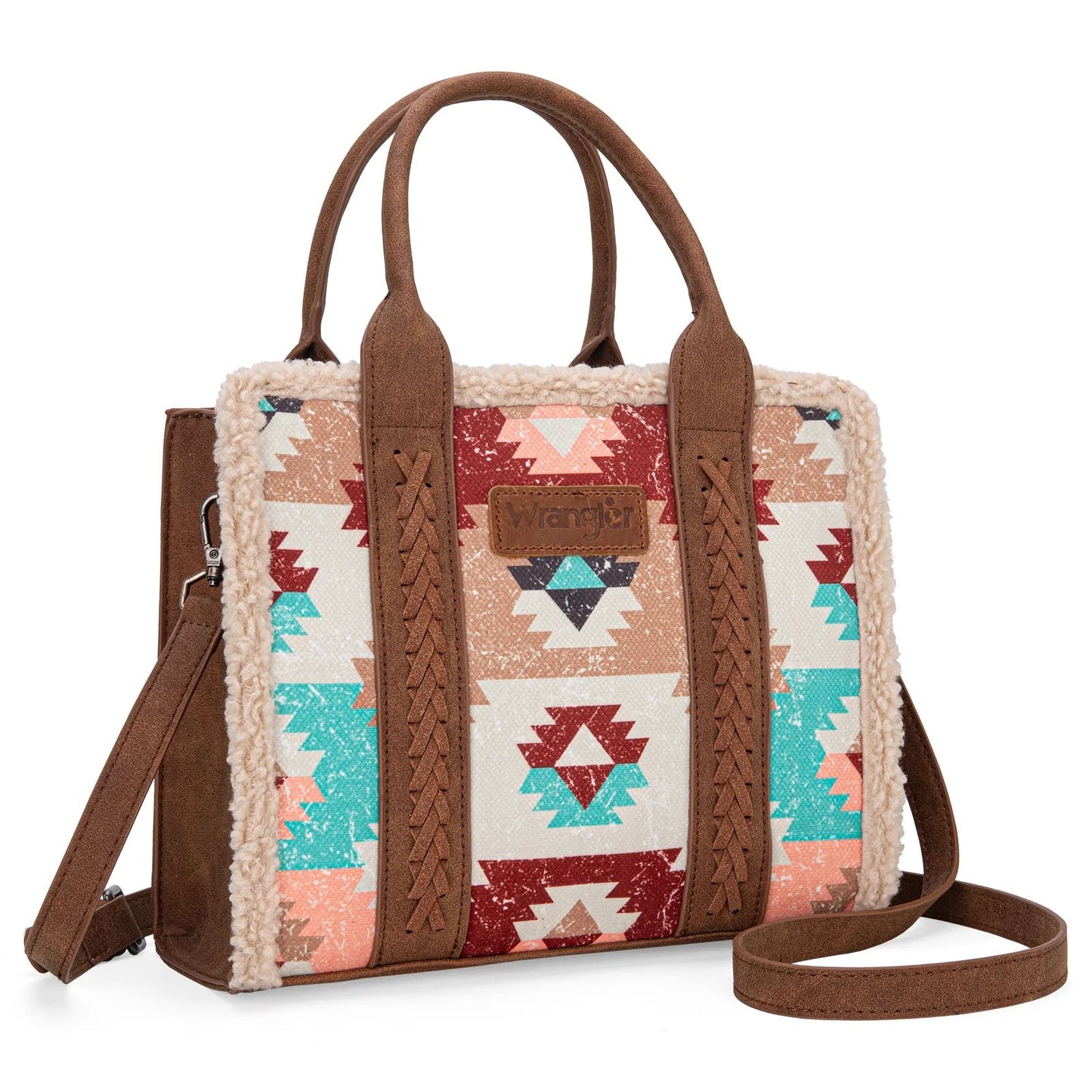 Wrangler Sherpa Southwestern Print Small Canvas Crossbody