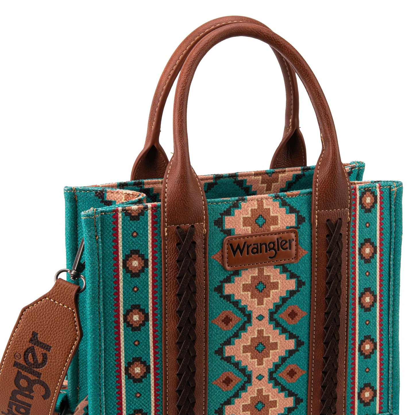 Wrangler Southwestern Print Small Canvas Crossbody - Turquoise